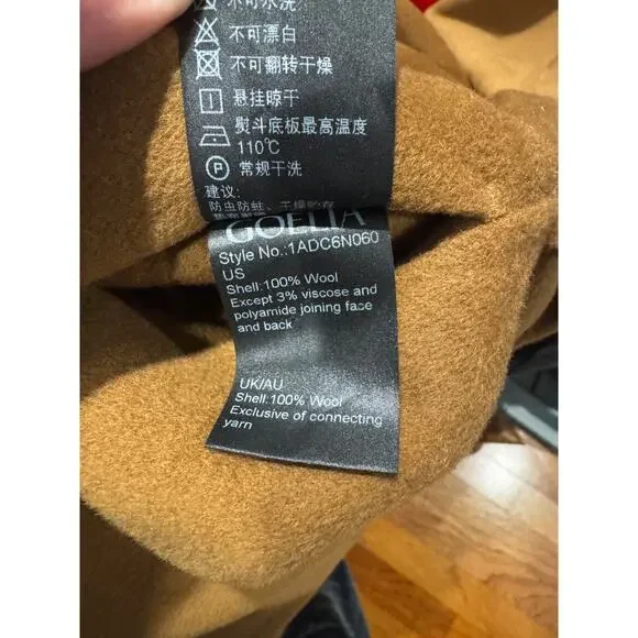 Goelia “Coffee Brown” Wrap Coat L 100% Wool Shell with Silk-Wool Texture, Belted - Picture 8 of 10